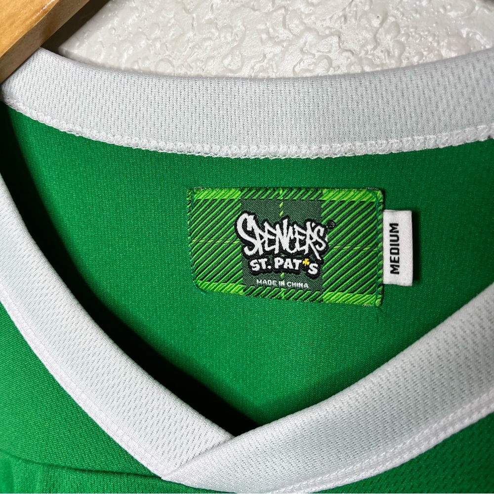 St. Patrick’s Day Green Drink Up Shamrock Graphic Jersey Shirt Unisex Oversized - Picture 3 of 8